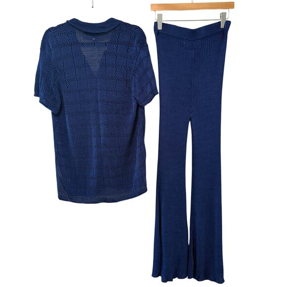 Calle Del Mar Pointelle-Knit Shirt Pants Set - Picture 3 of 7